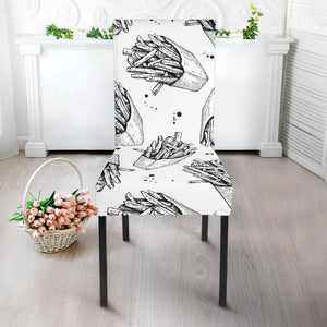 Hand Drawn French Fries Pattern Dining Chair Slipcover