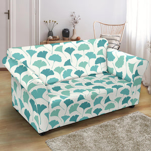 Green Ginkgo Leaves Pattern Loveseat Couch Slipcover