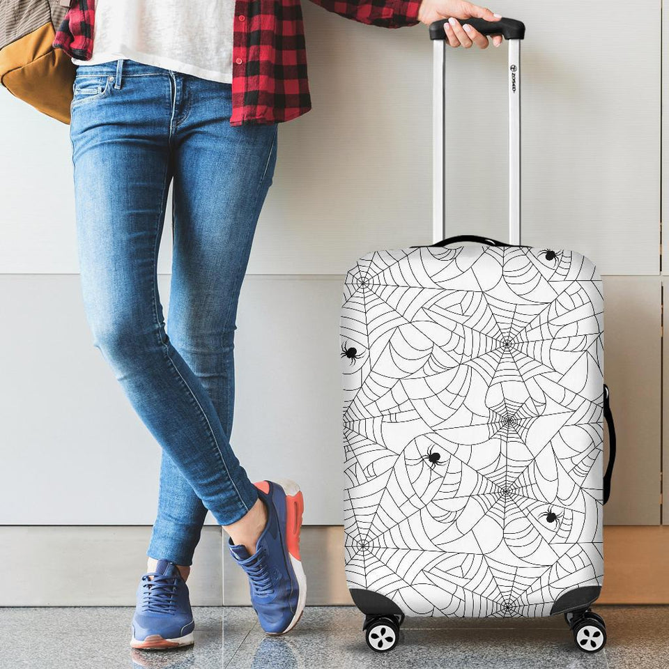 Spider Web Cobweb Pattern White Background Cabin Suitcases Luggages