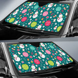 Snowman Bird Decorative Elements Christmas Pattern Car Sun Shade
