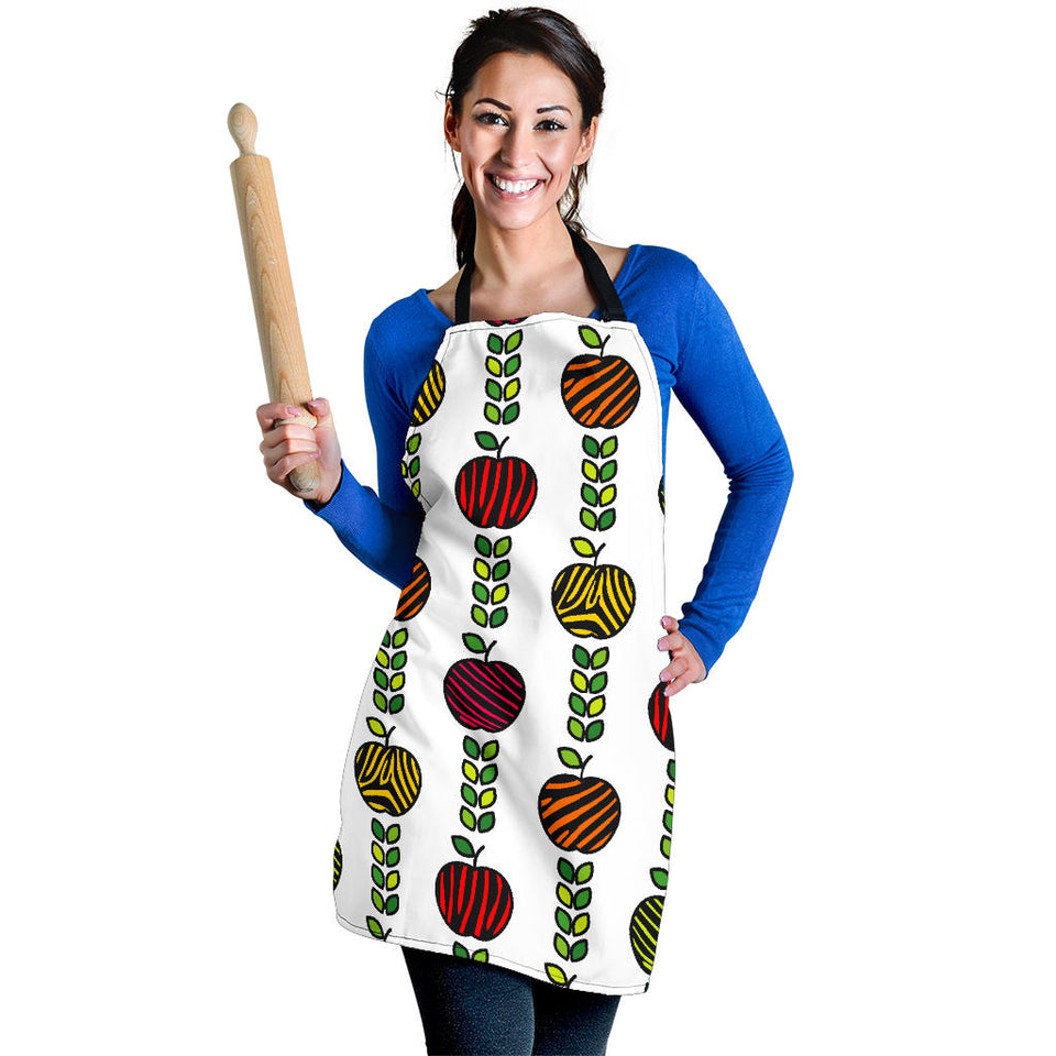 Colorful Apples Leave Zebra Stripe Adjustable Apron
