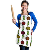 Colorful Apples Leave Zebra Stripe Adjustable Apron