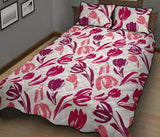 pink sketch tulip pattern Quilt Bed Set