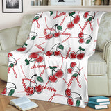 Hand Drawn Cherry Pattern Premium Blanket