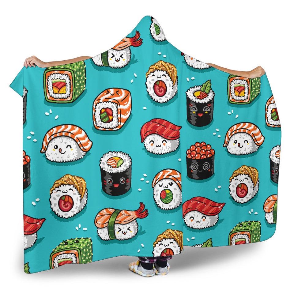 Cute Sushi Pattern Hooded Blanket