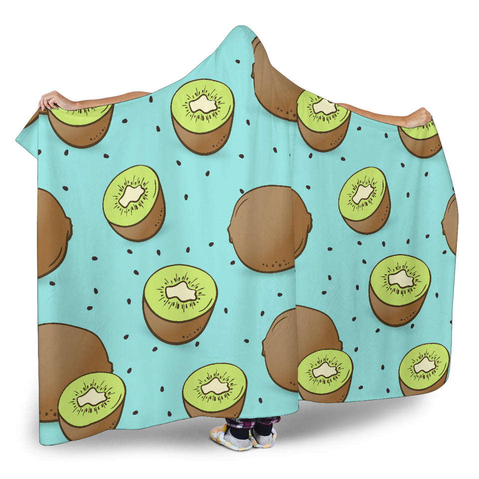 Kiwi Blue Background Hooded Blanket
