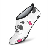 Hand Drawn Faces Of Pandas Pattern Aqua Shoes