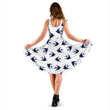 Swallow Pattern Print Design 03 Sleeveless Midi Dress