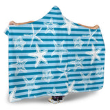 Starfish Blue Blackground Hooded Blanket