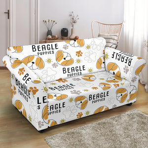 Cute Beagle Dog Pattern Background Loveseat Couch Slipcover