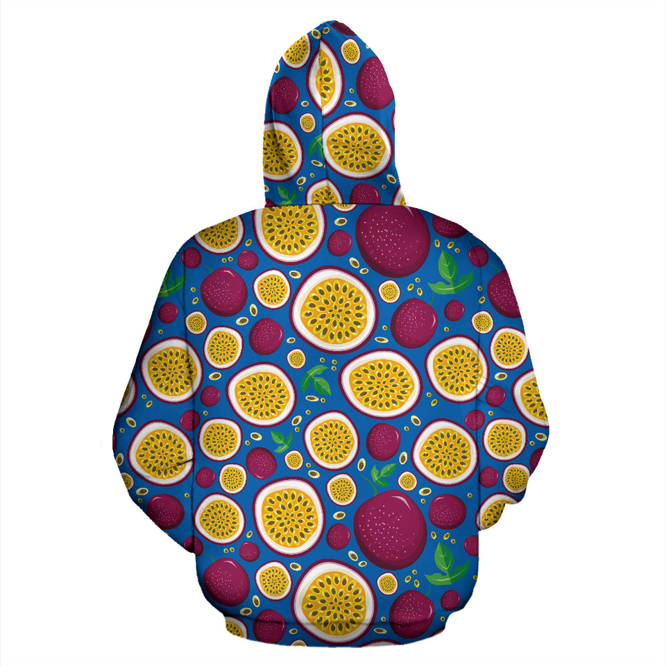 Passion Fruit Blue Background Zip Up Hoodie