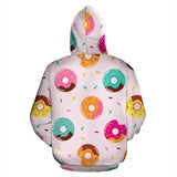Donut Pattern Glaze Pink Background Men Women Pullover Hoodie