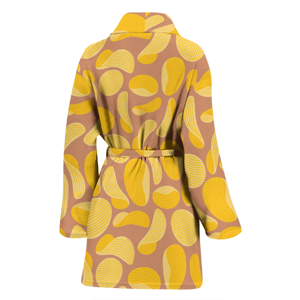 Potato Chips Pattern Print Design 01 Women's Bathrobe