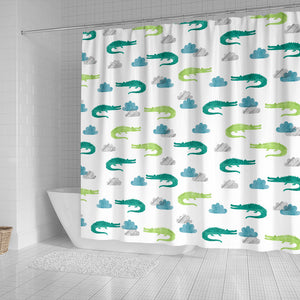 Watercolor Crocodile Pattern Shower Curtain Fulfilled In US