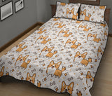 Cute corgi heart star bone pattern Quilt Bed Set