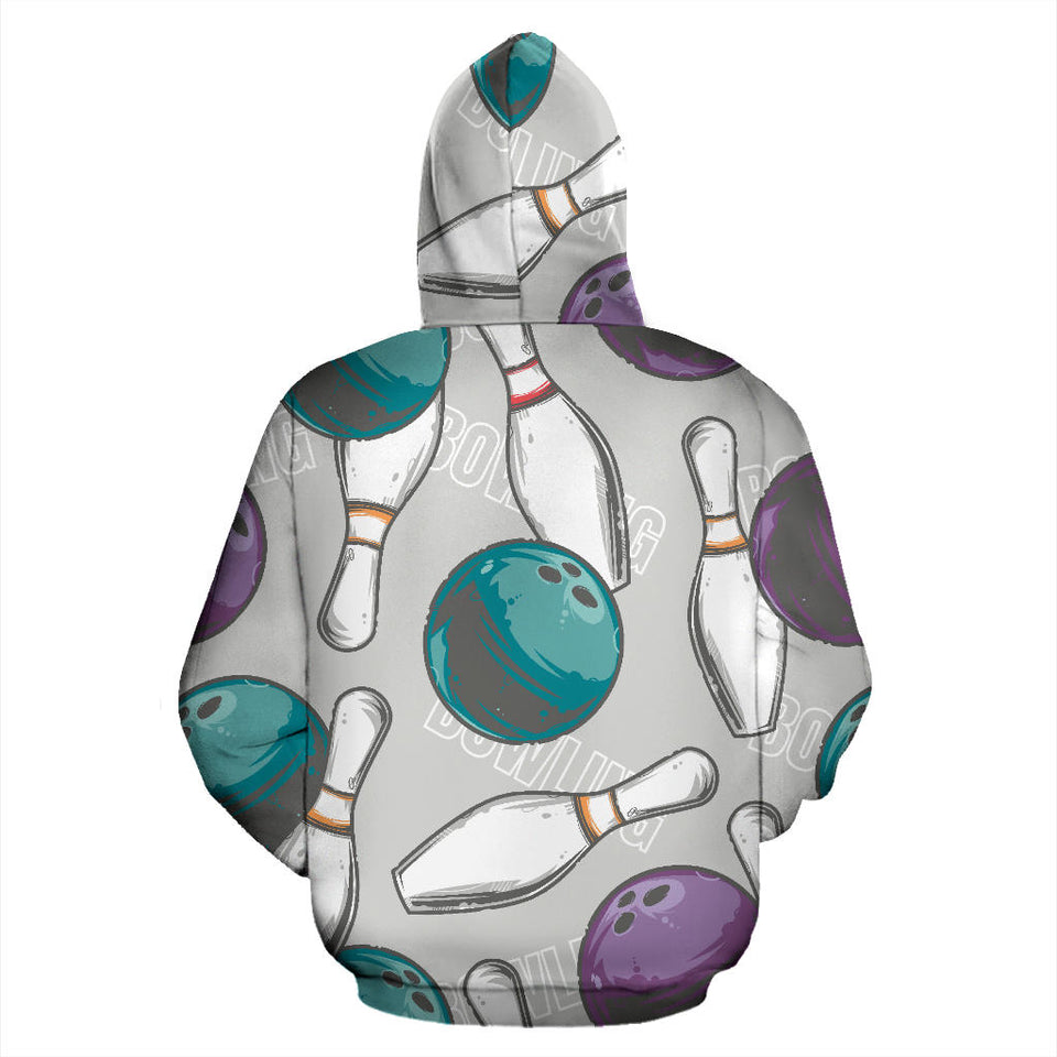 Bowling Ball And Pin Gray Background Men Women Pullover Hoodie
