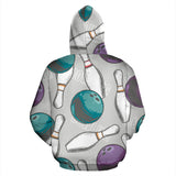 Bowling Ball And Pin Gray Background Men Women Pullover Hoodie
