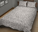 Cartoon hand drawn ice cream black white Quilt Bed Set