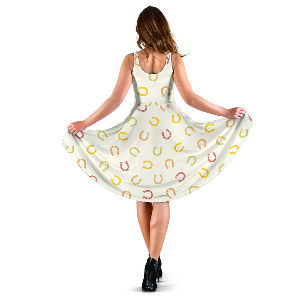 Horseshoes Pattern Print Design 02 Sleeveless Midi Dress