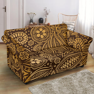 Cocoa Beans Tribal Polynesian Pattern Background Loveseat Couch Slipcover