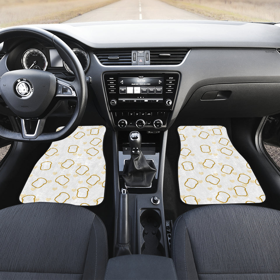 Bread Toast Pattern Print Design 01 Front and Back Car Mats