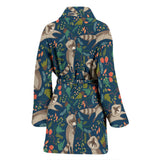 Raccoon Tropical Leaves Pattern Women'S Bathrobe