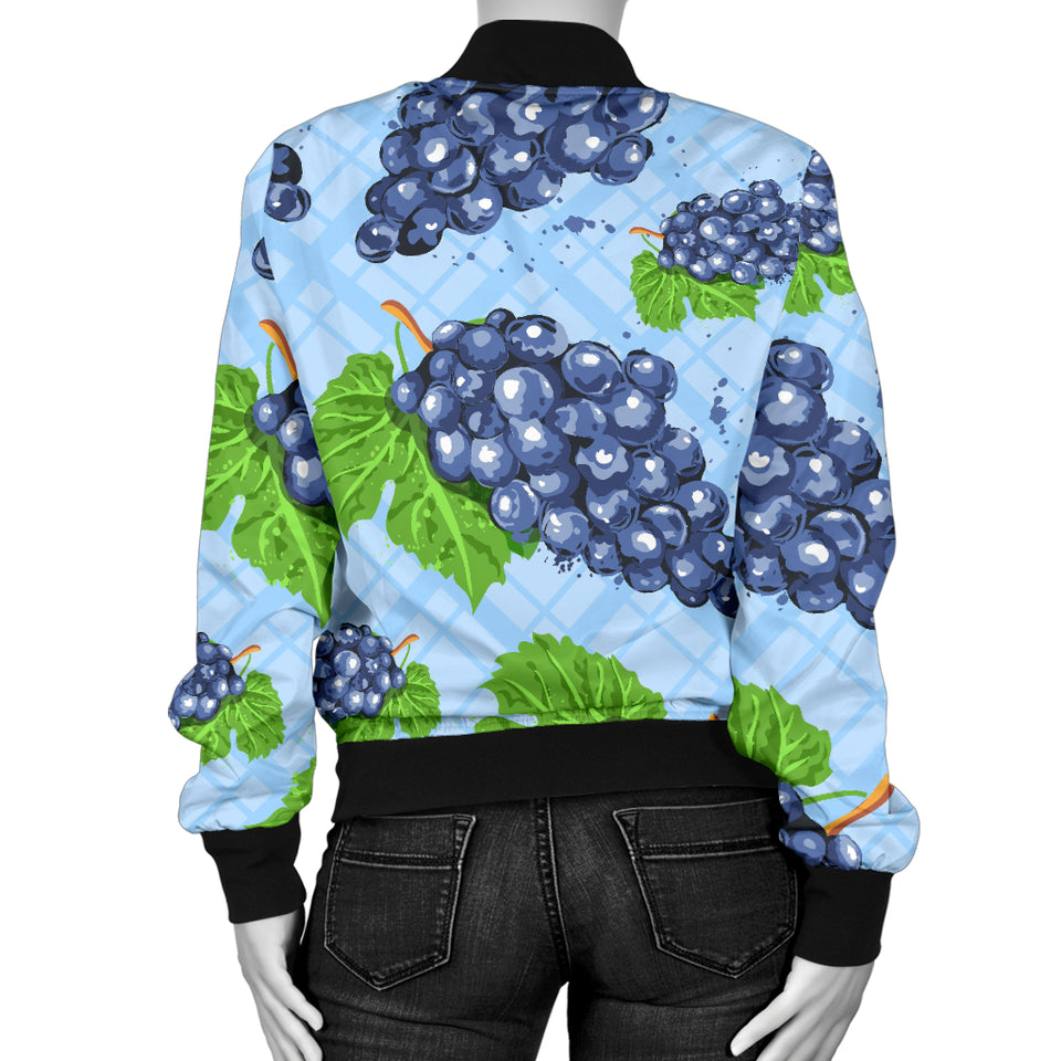 Watercolor Grape Pattern Women'S Bomber Jacket