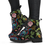 Dragons Flower Pattern Leather Boots