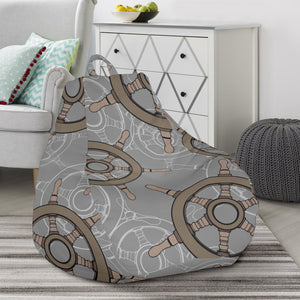 Nautical Wood Steering Wheel Pattern Bean Bag Cover