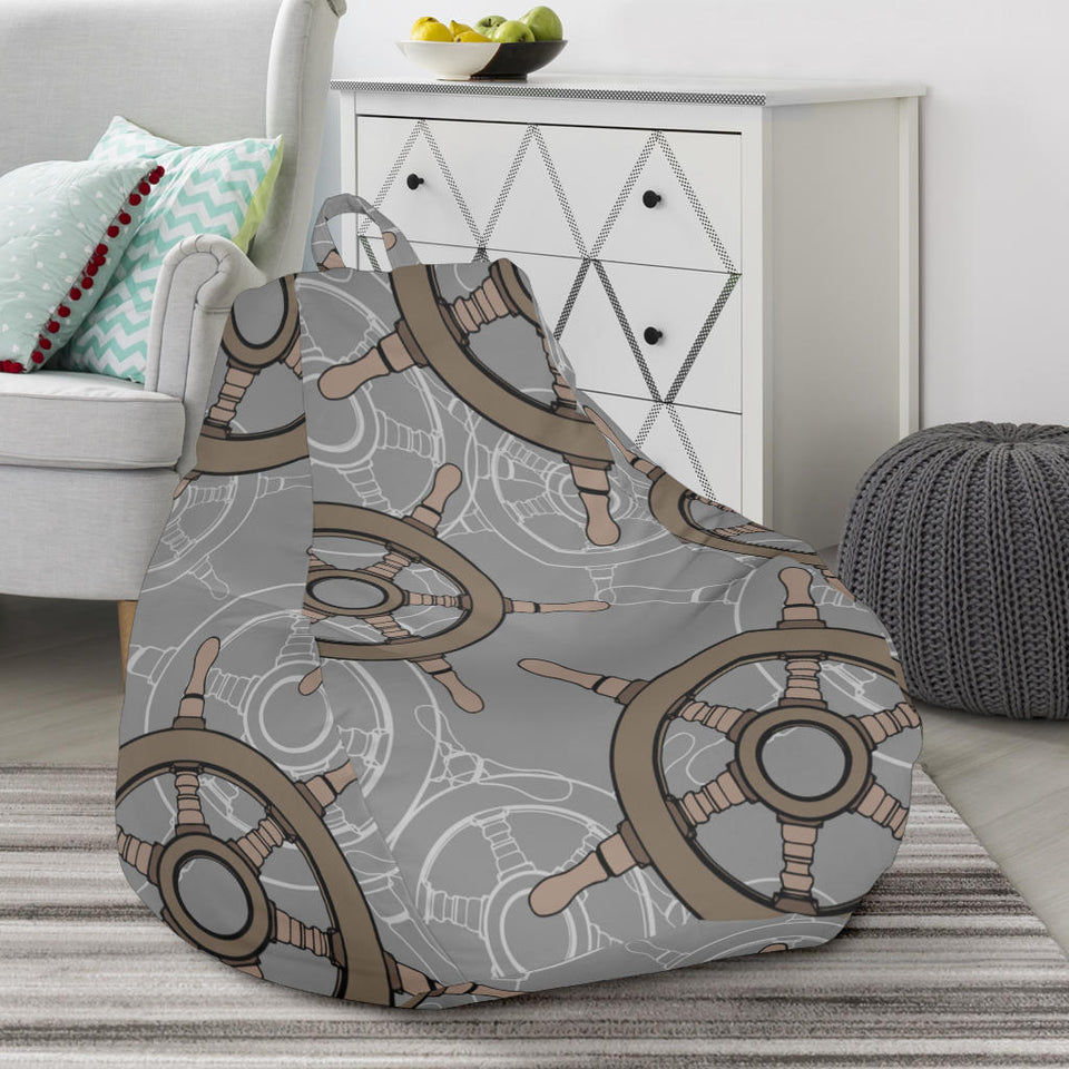 Nautical Wood Steering Wheel Pattern Bean Bag Cover