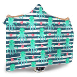 Cute Octopuses Heart Striped Background Hooded Blanket