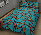 Boomerang Australian aboriginal ornament blue background Quilt Bed Set