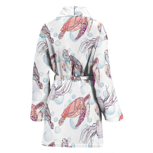 Watercolor Sea Turtle Jellyfish Pattern Women'S Bathrobe
