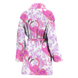 Pink Flamingo Flower Pattern Women'S Bathrobe