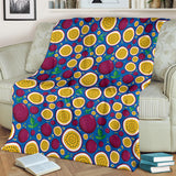 Passion Fruit Blue Background Premium Blanket