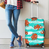 Octopuses Sea Wave Background Cabin Suitcases Luggages