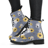 Cute Hamster Sunflower Pattern Background Leather Boots