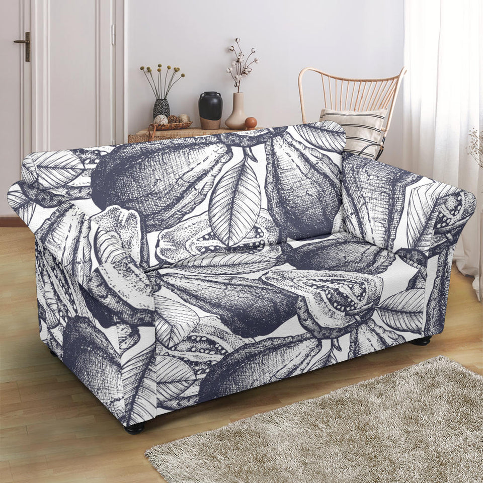 Guava Tropical Hand Drawn Pattern Loveseat Couch Slipcover