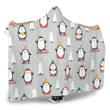 Cute Penguin Christmas Pattern Hooded Blanket