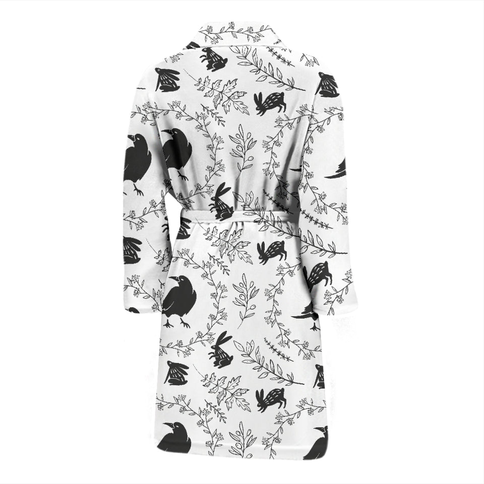 Crows Floral Wreath Rabbit Pattern Men'S Bathrobe