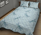 Dragonfly pattern blue background Quilt Bed Set