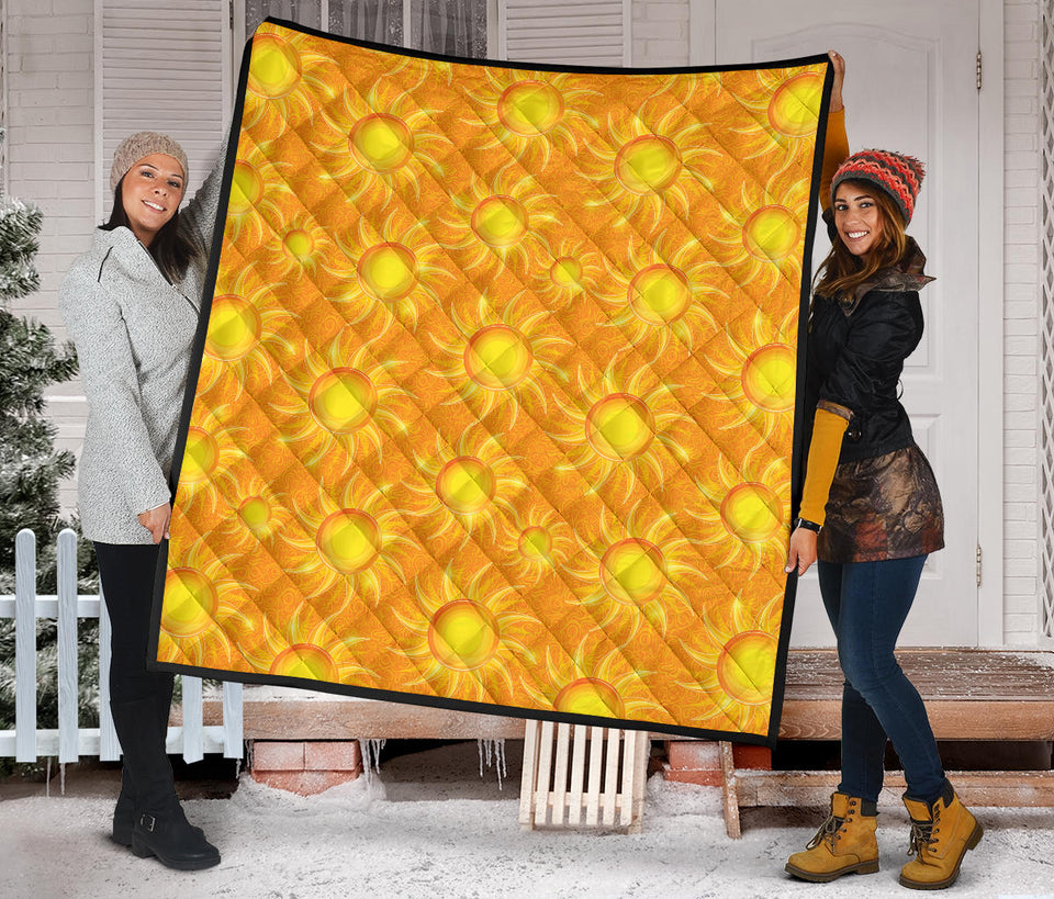 Sun Orange Background Premium Quilt