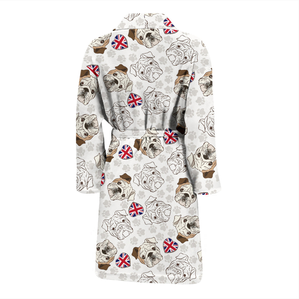 English Bulldog Pattern Print Design 01 Men's Bathrobe