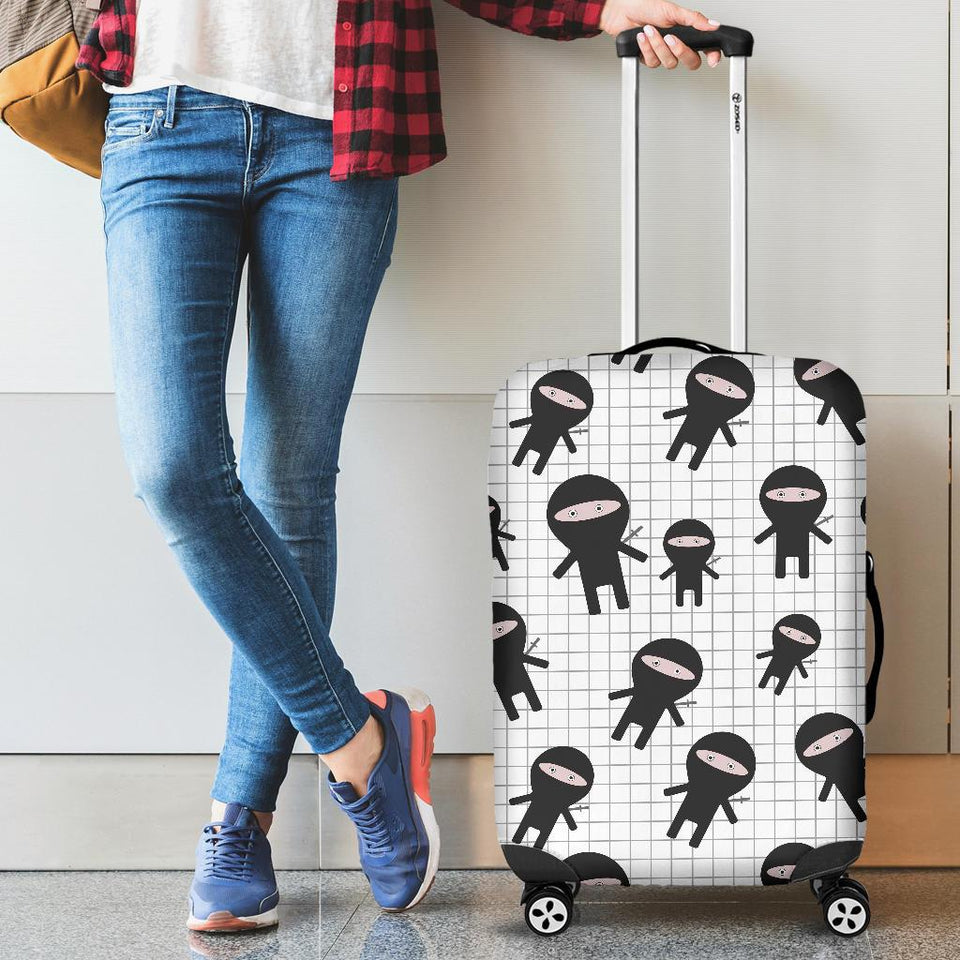 Ninja Pattern Plaid Background Cabin Suitcases Luggages