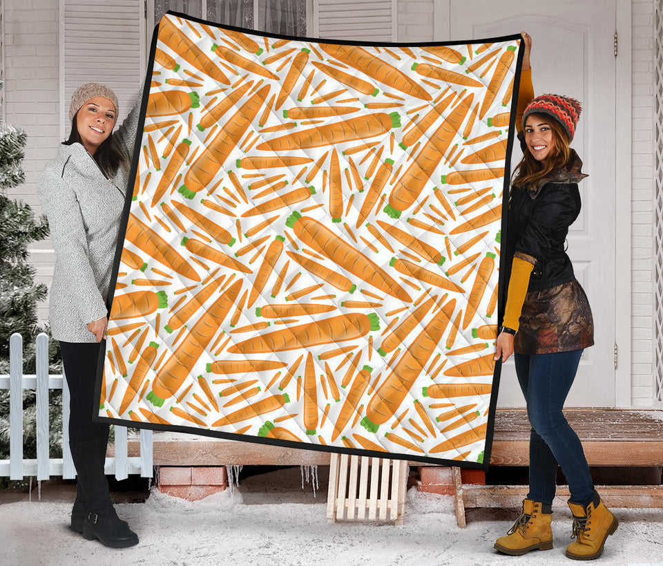 Carrot Pattern Print Design 02 Premium Quilt