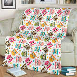 Color Cute Owl Pattern Premium Blanket