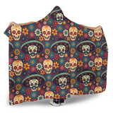 Sugar Skulls Flower Maxican Pattern Hooded Blanket