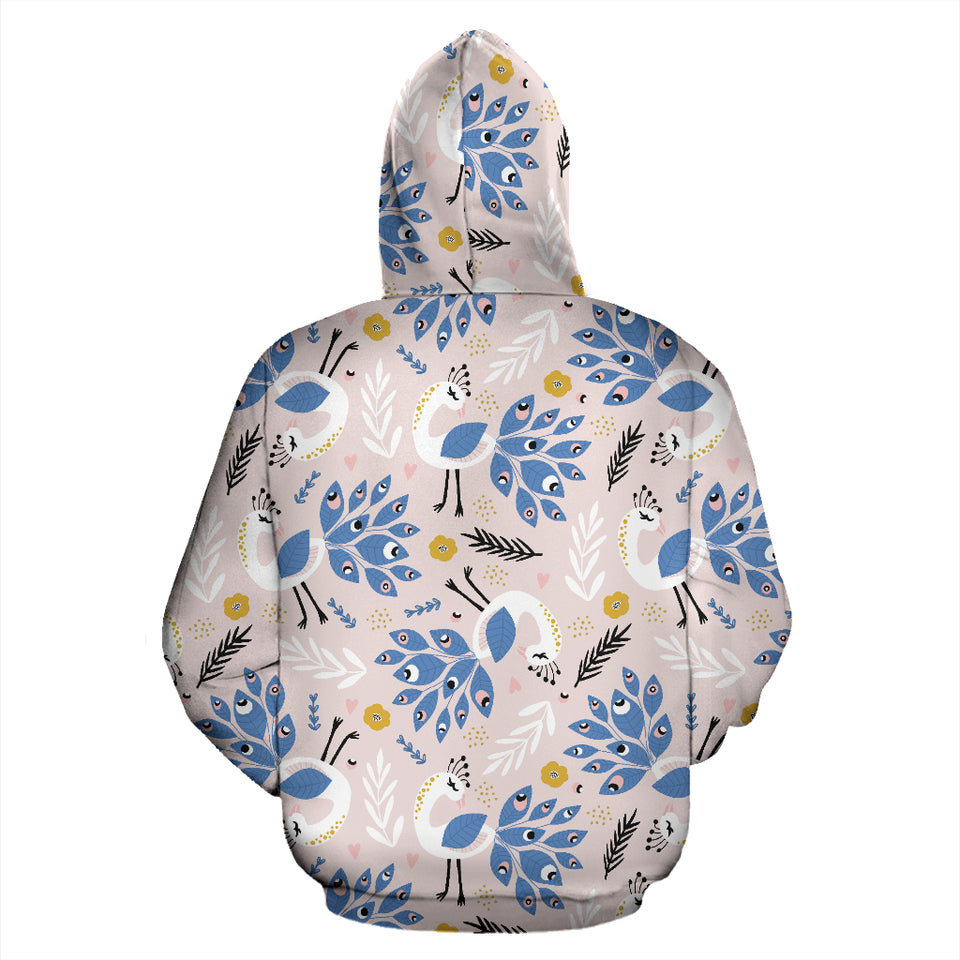 Cute Peacock Pattern Zip Up Hoodie