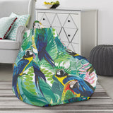 Colorful Parrot Exotic Flower Leaves Bean Bag Cover