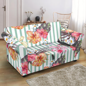 Colorful Orchid Flower Pattern Loveseat Couch Slipcover